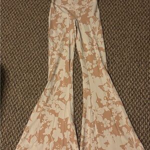 Aerie Beige Floral Flare Pants